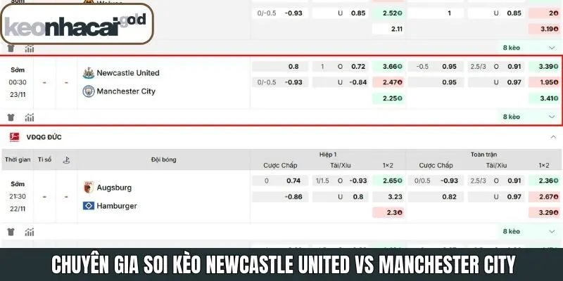 Soi kèo Newcastle United vs Manchester City - Nhận định tỷ lệ
