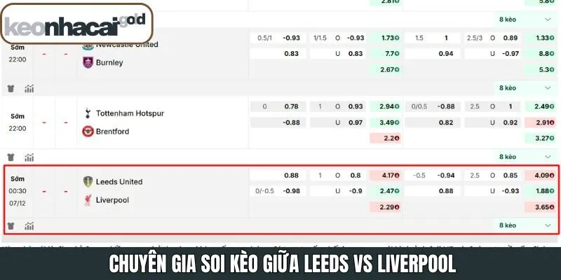 Soi kèo Leeds vs Liverpool cực chuẩn xác