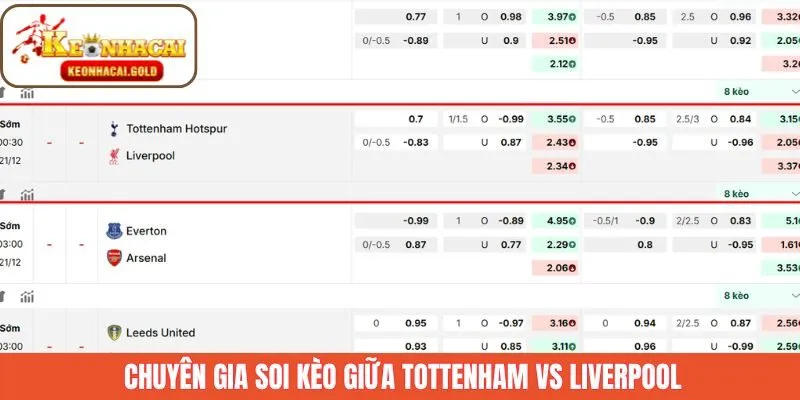 Phân tích chuyên sâu trận Tottenham và Liverpool trên Keonhacai