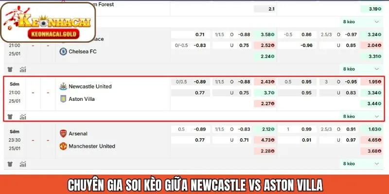 Soi kèo trận cầu hấp dẫn Newcastle vs Aston Villa