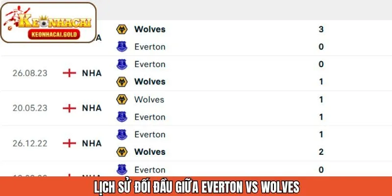 Tổng quát về lịch sử chạm trán giữa Everton và Wolves trong quá khứ